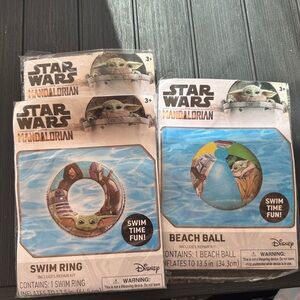 Star Wars Mandalorian Swim Ring and Beach Ball - Green and Blue